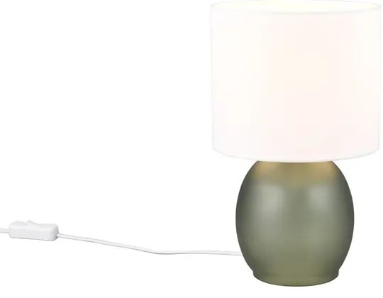 Bielo-zelená stolová lampa s textilným tienidlom (výška 29 cm) Vela – Trio