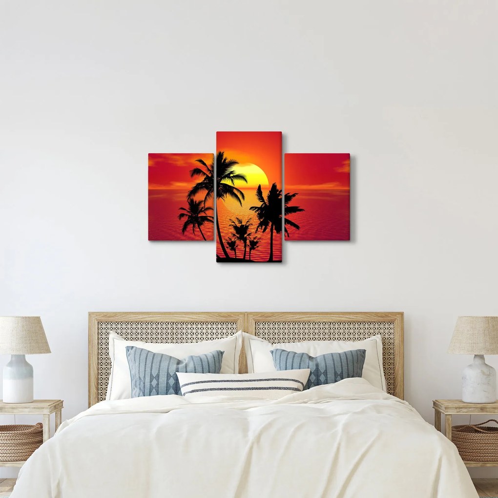 Obraz siluety ostrova s palmami (90x60 cm)