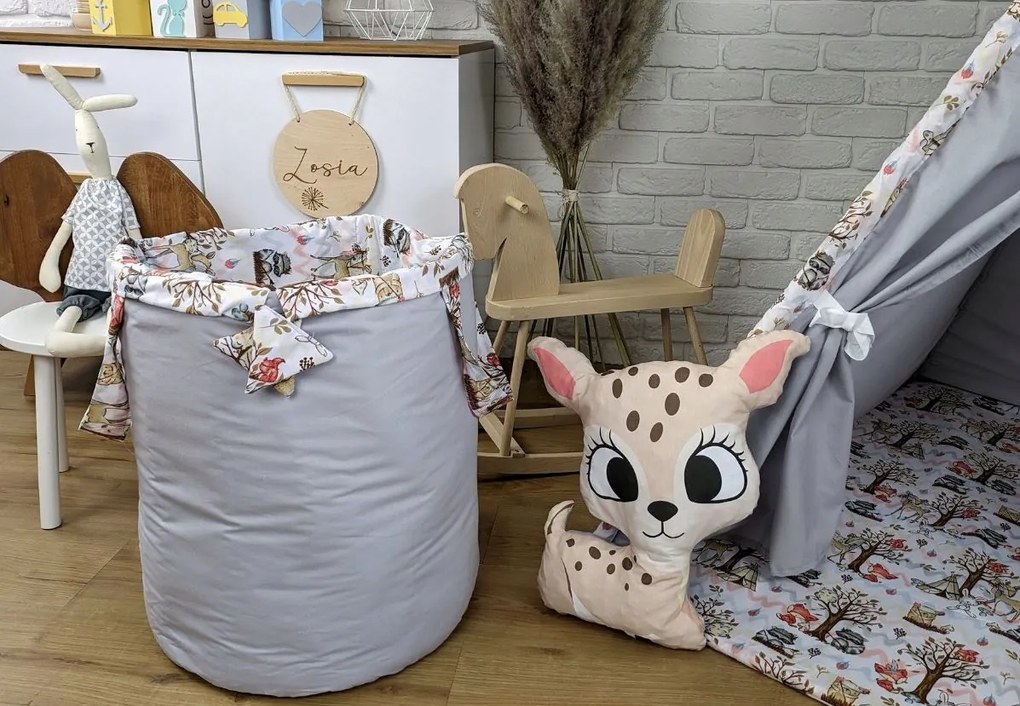 Detský stan TEEPEE (TÝPIE) ANIMALS s doplnkami - LES - šedý