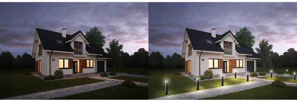 BERGE Záhradná lampa Malibu - ME0021 - E27 - 60 cm - čierna - pohybové čidlo