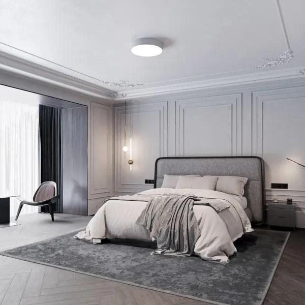 Kúpeľňové stropné svietidlo so snímačom CLEO 4xE27/24W/230V pr. 50 cm IP54 sivé