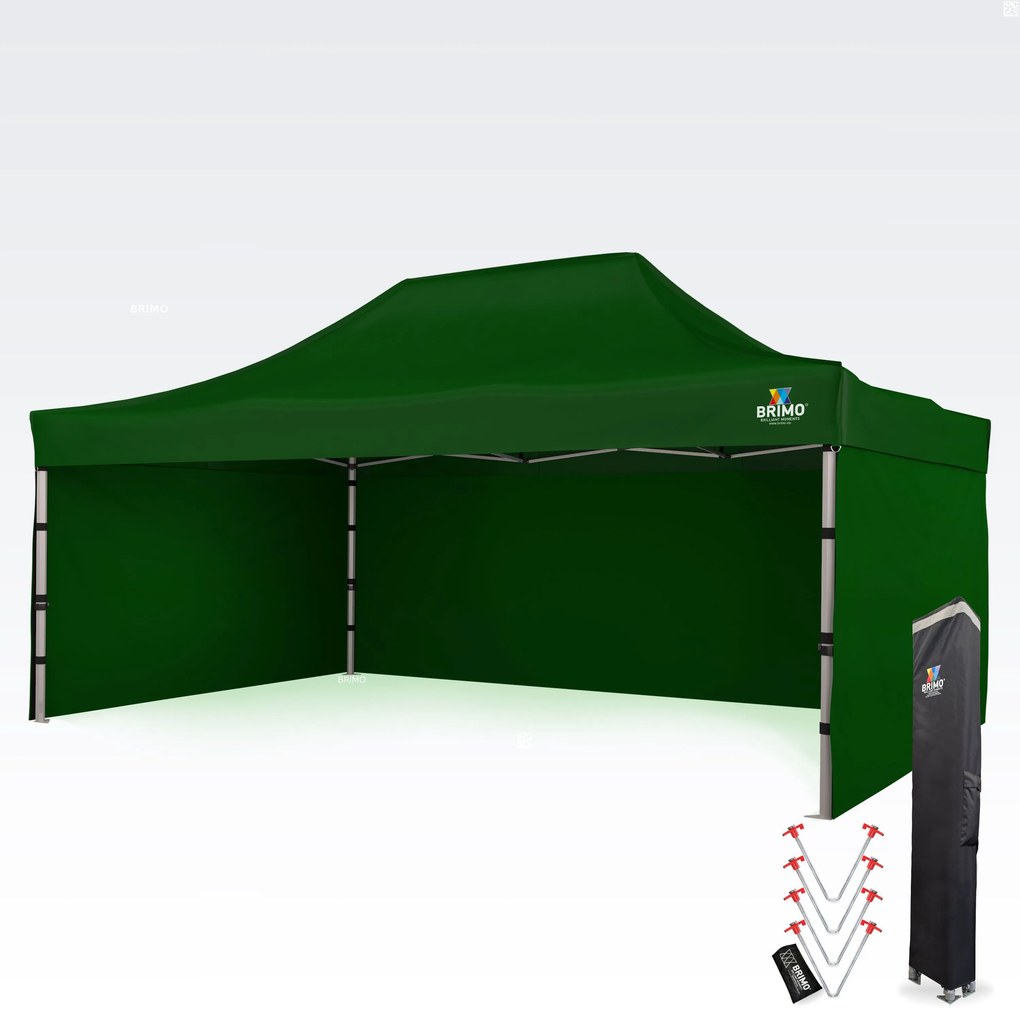 BRIMO Nožnicový párty stan PREMIUM ALU 4x6 m s 3 stenami zelený