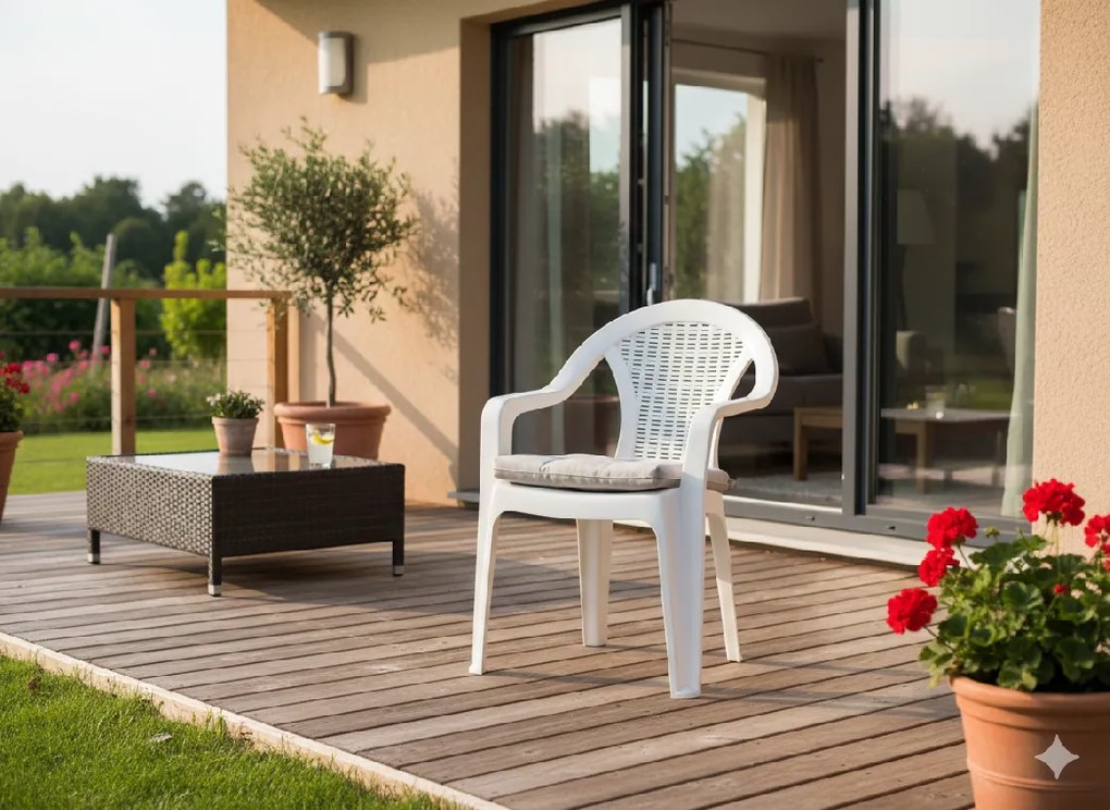 Garden Line ZÁHRADNÁ STOLIČKA 56 x 42 x 78 CM BIELA