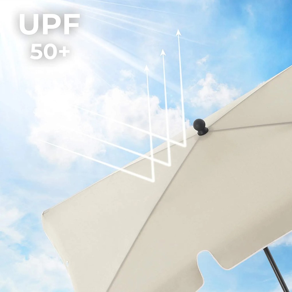 Slnečník 200 x 125 cm, UV ochrana do UPF 50+, skladací, bez podstavca
