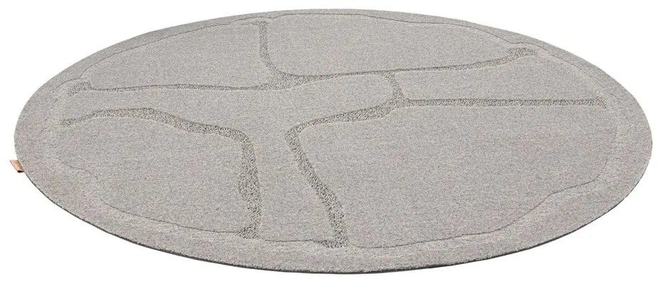 Sivý vlnený okrúhly koberec ø 200 cm Morphic Organica – Agnella