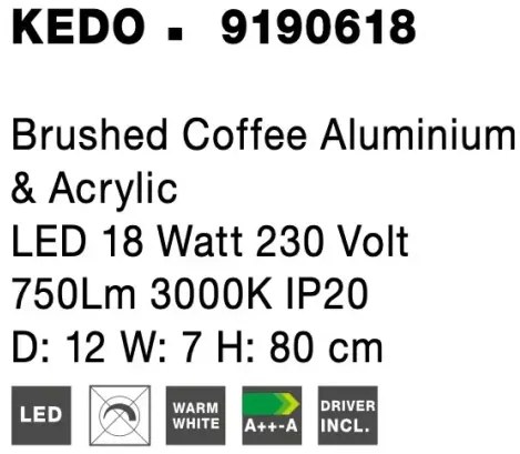 LED nástenné svietidlo Kedo 80 hnedá