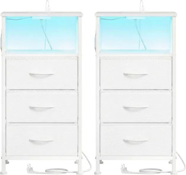 Sada 2 nočných stolíkov s LED osvetlením a nabíjacou stanicou LGSB35203W102