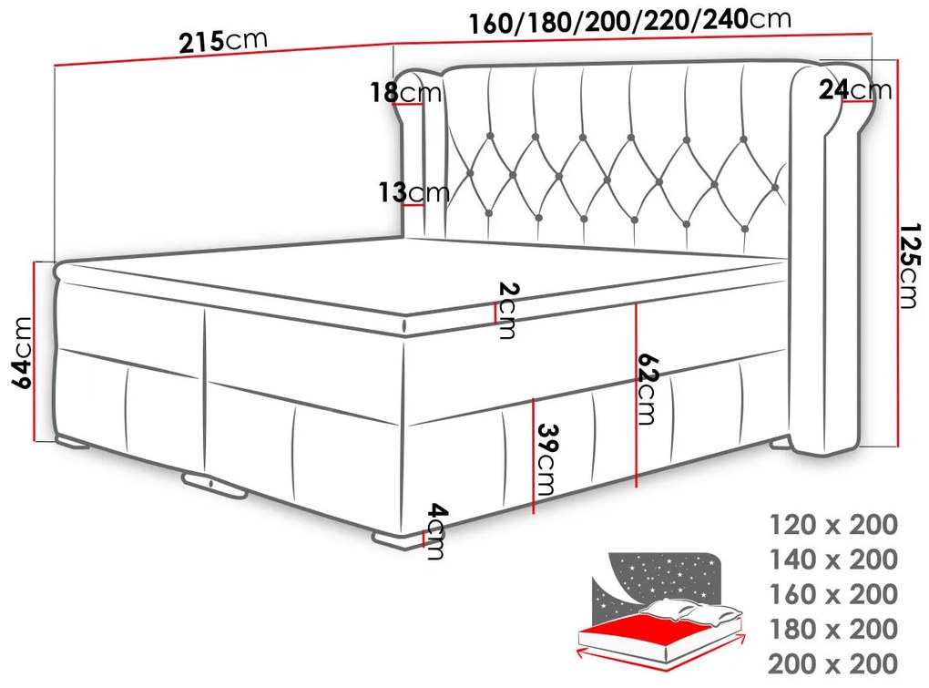 Manželská posteľ 180 cm Piano (sivá) (s roštom a matracom) (s úl. priestorom). Vlastná spoľahlivá doprava až k Vám domov. 1122840