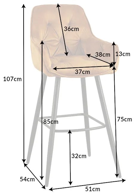 Barová stolička Milano horčicová žltá zamat