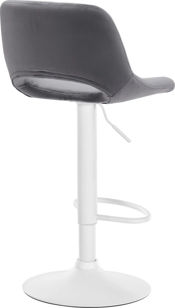 Barová stolička Camden - zamat, biely rám Tmavo sivá