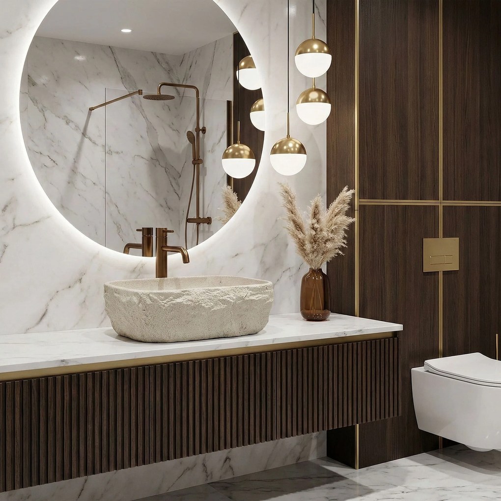 Rea Bianka, umývadlo na dosku 460x330x130 mm, imitácia kameňa, REA-U0628