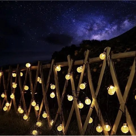 Solárna LED girlanda – svetelné guličky s teplým bielym svetlom