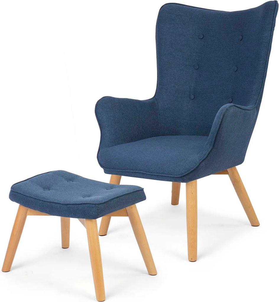 SOFOTEL Kreslo s opierkou na ruky a podnožkou Norse 2042 - tmavomodré