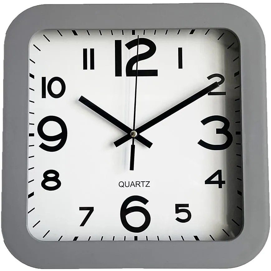 Sivé štvorcové hodiny 24,5x24,5x3,5cm