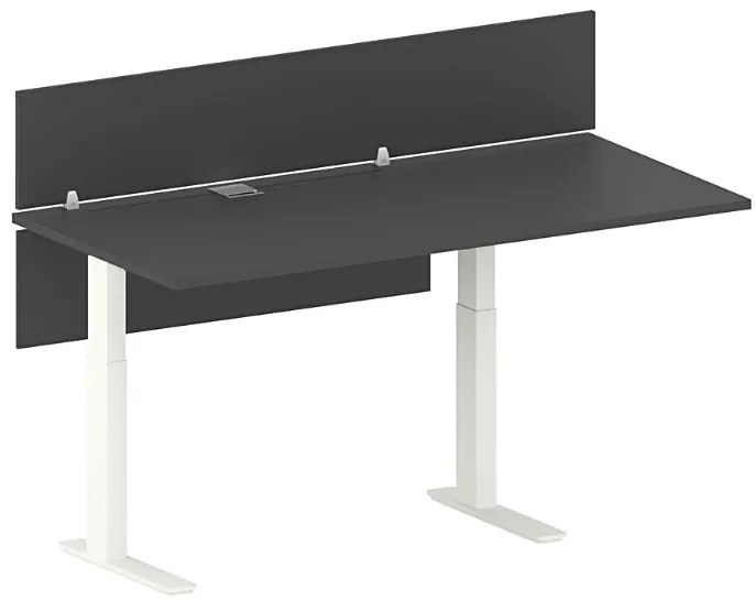 Výškovo nastaviteľný stôl FUTURE, 170x80 cm, 2 motory, s paravánom, biela/grafit