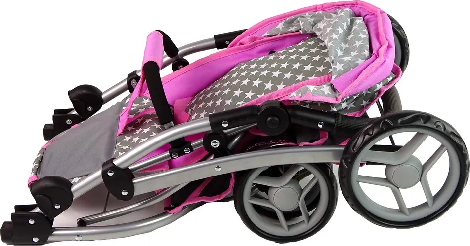 Alice Detský kočík pre bábiky 2 v 1 taška na nosenie ružové hviezdy