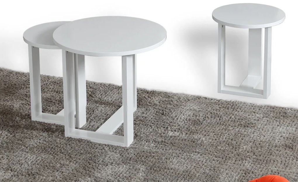Odkladací stolík Mira White, 3 ks