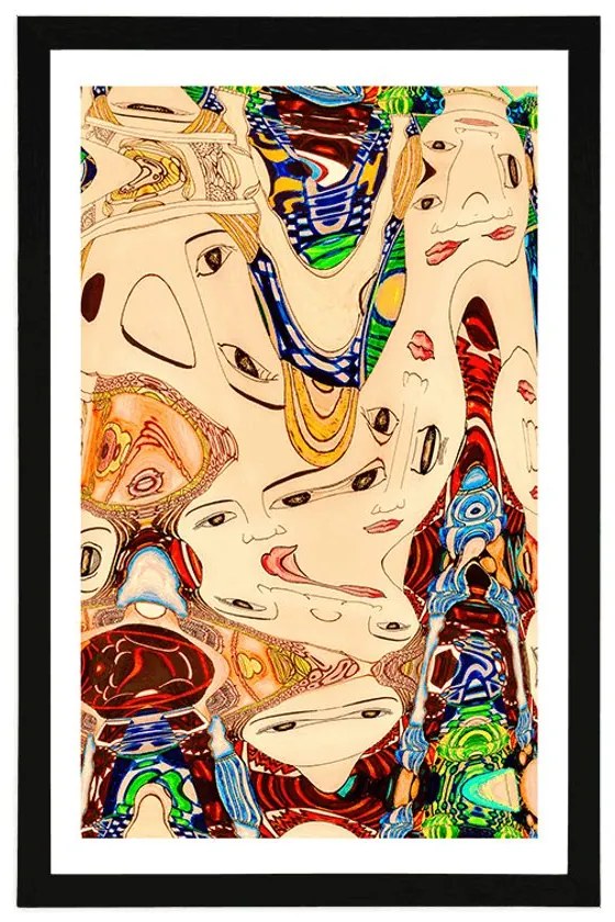 Plagát s paspartou matka v abstraktnom prevedení - 30x45 silver