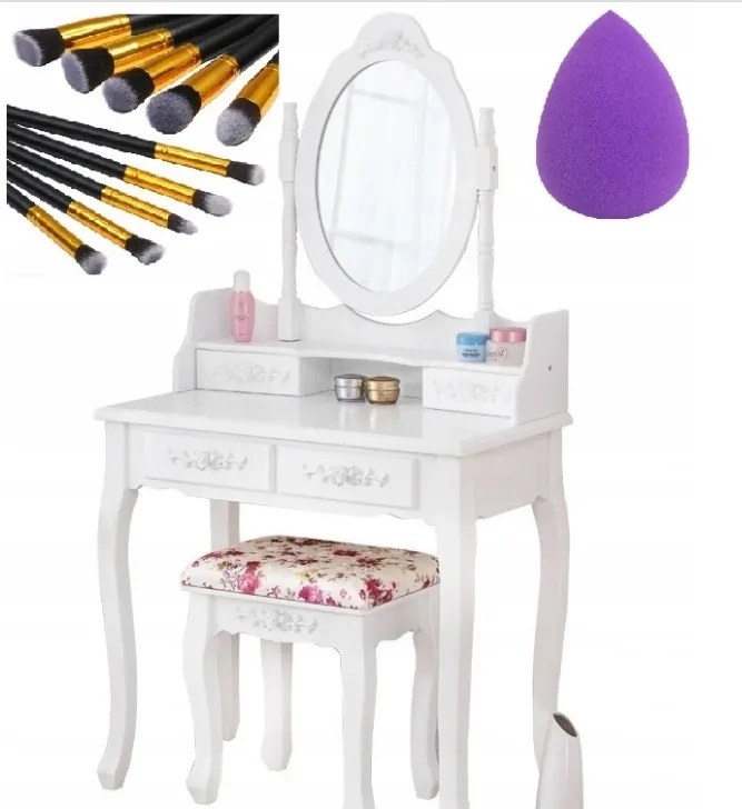 Toaletný stolík BAROCCO ROSE + sada štetcov a hubka na make up ZADARMO