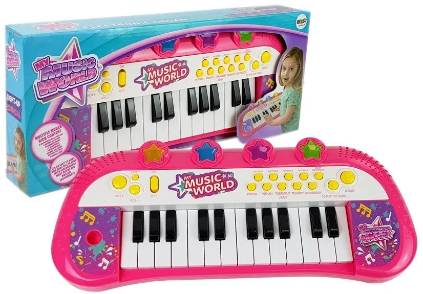 LEAN TOYS Hudobné klávesy pre dievčatá, 24 klávesov
