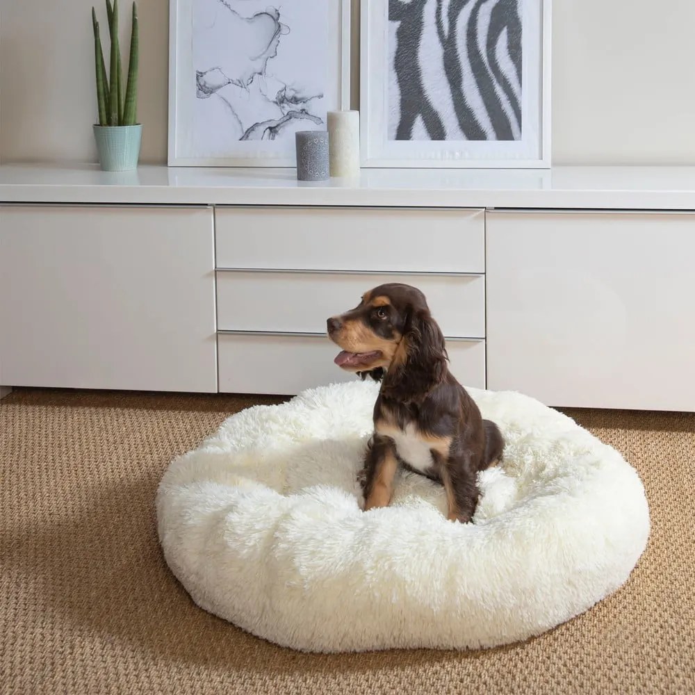 Krémový pelech pre psa ø 75 cm Fluffy – Love Story