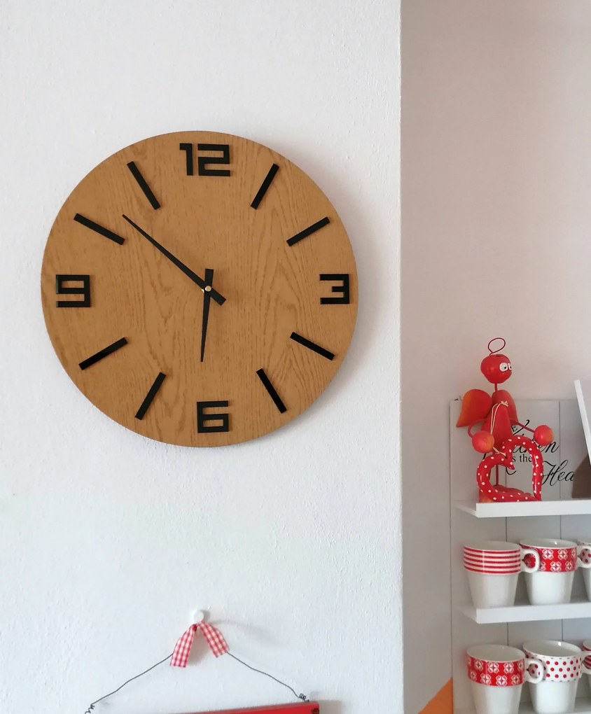 Stylové drevené nástenné hodiny - minimalistický dizajn - JAKFILD: HDF - strieborná 30 cm 4009-55024 HDFK020