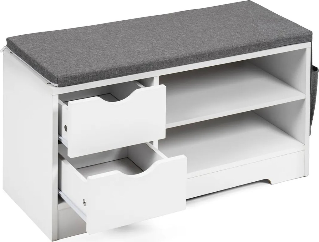 Noela Botník s 2 šuplíkmi a penovým sedákom biely SEDO 80