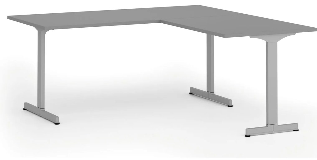 Kancelársky stôl PRIMO BETA L, 180x180 cm, sivá podnož, grafit
