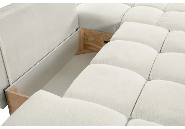 Rozkladacia rohová čalúnená sedacia súprava s úložným priestorom do L ALMADA pravá béžová