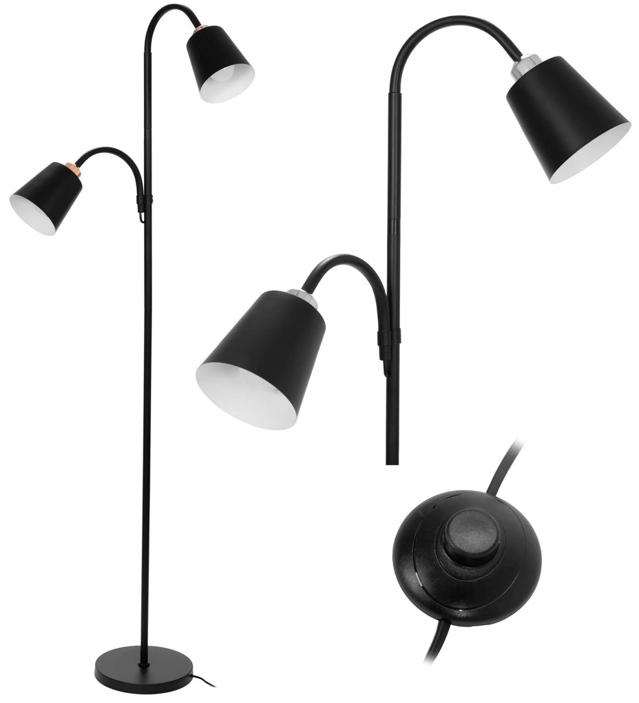 Toolight - Podlahová lampa APP924-2F, čierna, OSW-06328