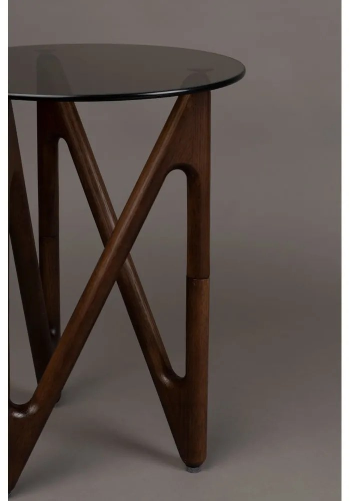 Okrúhly odkladací stolík so sklenenou doskou ø 40 cm Naia – Dutchbone