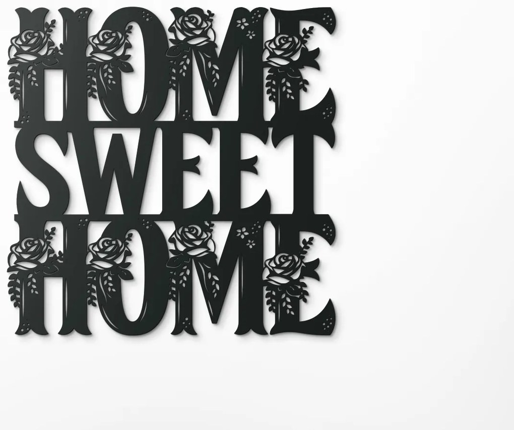 drevko Drevená nálepka na stenu Home Sweet Home Rozmer obrazu: 44,5 x 44,5 cm, Farba dekorácie: Čierna