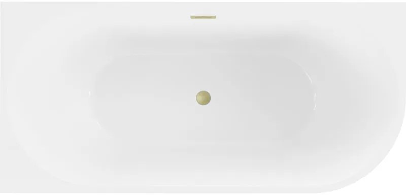 Mexen Mia, voľne stojaca rohová vaňa ľavá 140 x 75 cm, biela, zlatý matný prepad, 52691407500L-55