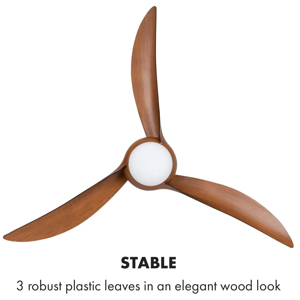 Klarstein Monteverde, stropný ventilátor, stropné svetlo, 52", 8376 m³/h, 3 lopatky