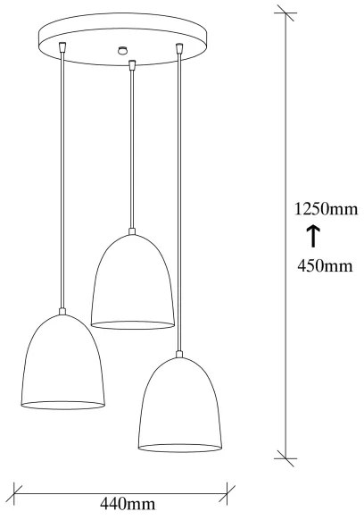 Závesný luster na lanku TATTOO 3xE27/40W/230V čierny