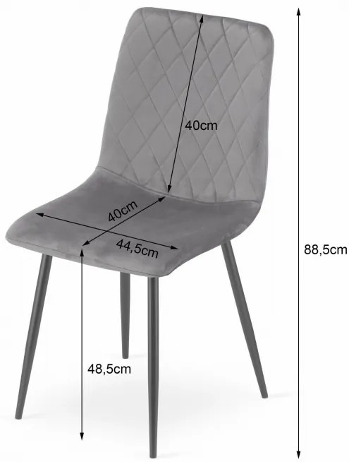 Set troch jedálenských stoličiek TURIN zamatové svetlosivé