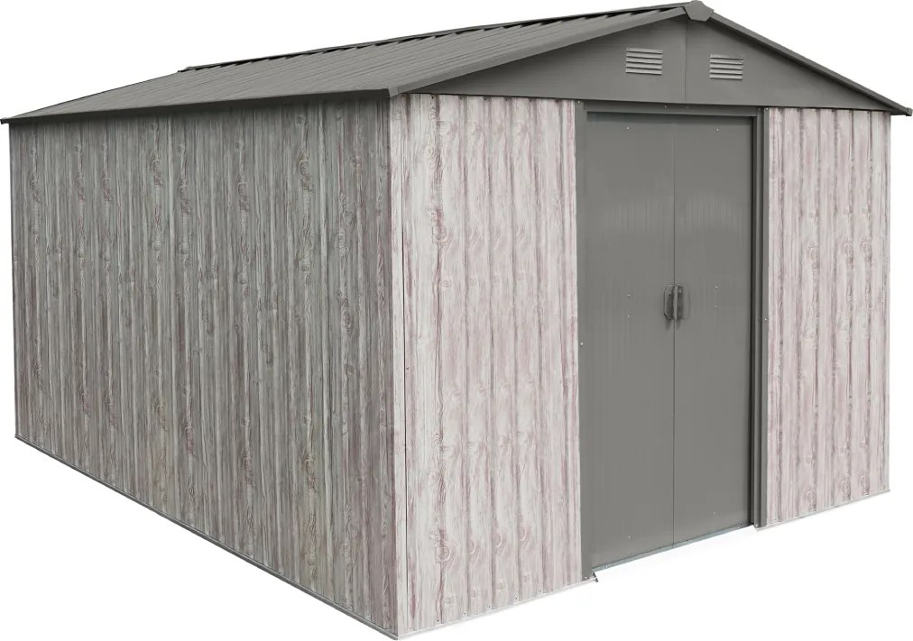 Záhradný domček BestBerg ZDB-9SD / 9 m² / 279 x 324 x 211 cm / dekor biele drevo / sivá