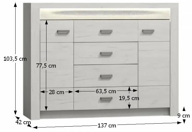 Kondela Komoda INFINITY 07, jaseň biely