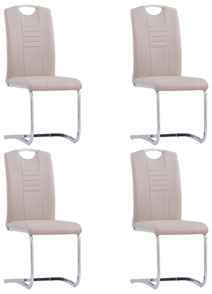 Jedálenské stoličky, perová kostra 4 ks, kapučínové, umelá koža