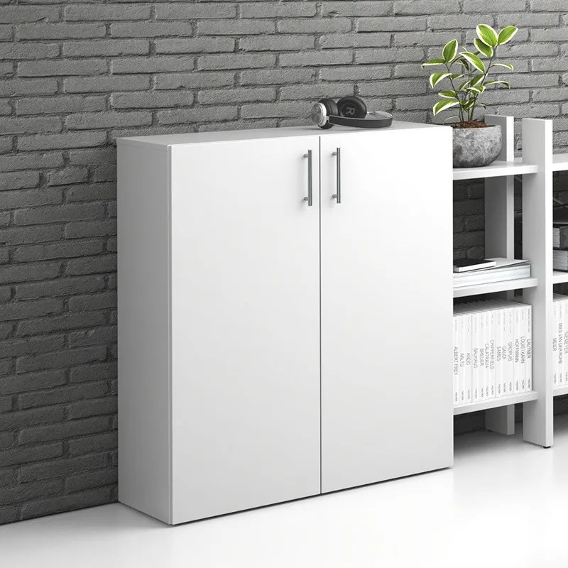 Kancelárska skriňa nízka SOLID, 800 x 400 x 1080 mm, biela