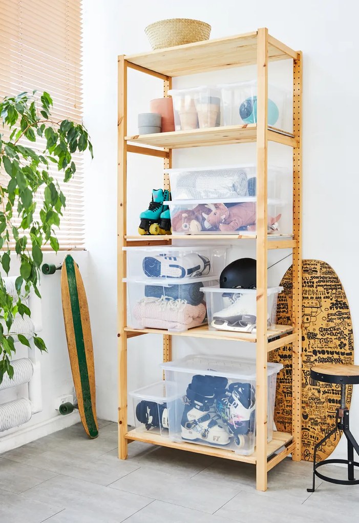 Rotho Univerzálny úložný box, krabica s vekom, EVO, transparentný - 58x39x32, 30 l