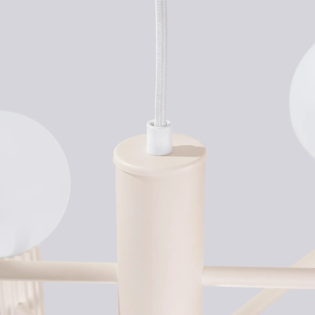 Luster Halo, 6x biele sklenené tienidlo, be