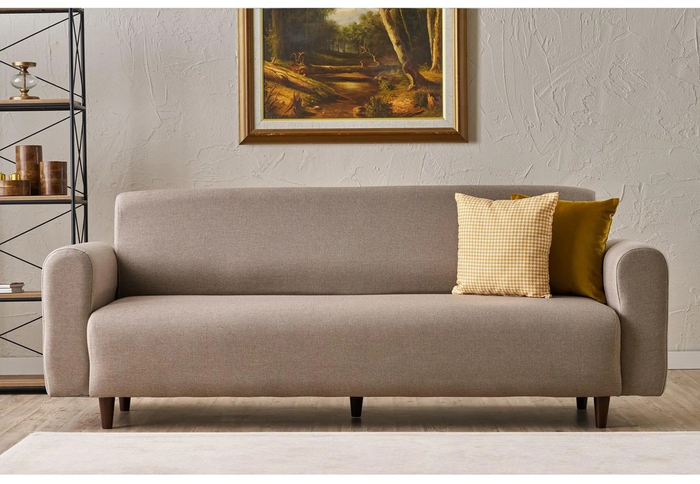 Pohovka trojsedačka Noyalepo L (krémová + orech). Akcia -19%. Vlastná spoľahlivá doprava až k Vám domov. 1106694