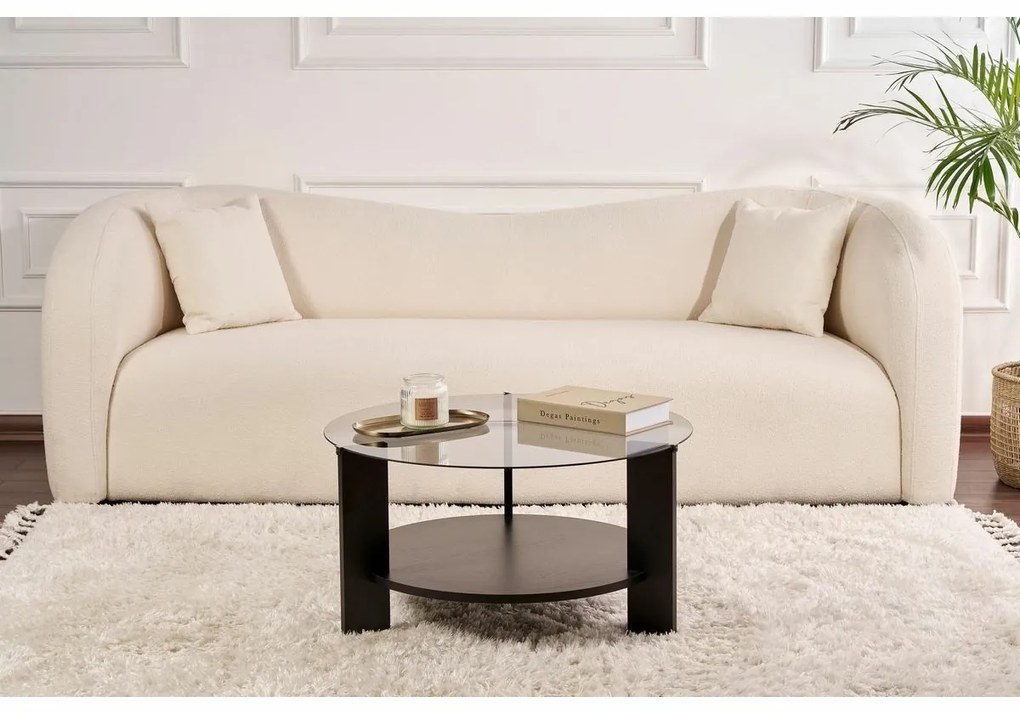 Konferenčný stolík Clara Wood Black s tmavým sklom