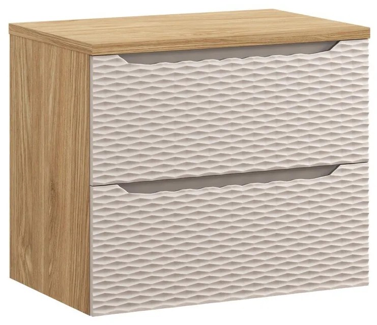 Závěsná skříňka Ocean s deskou 70 cm béžová/dub olejovaný