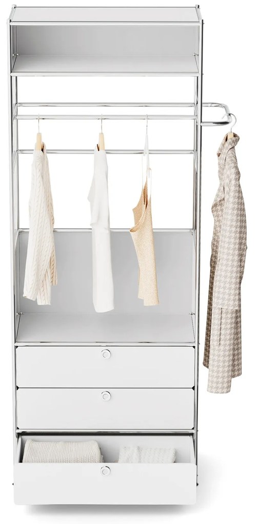 Kovový vešiak »CN3« s tyčou na oblečenie a 3 zásuvkami