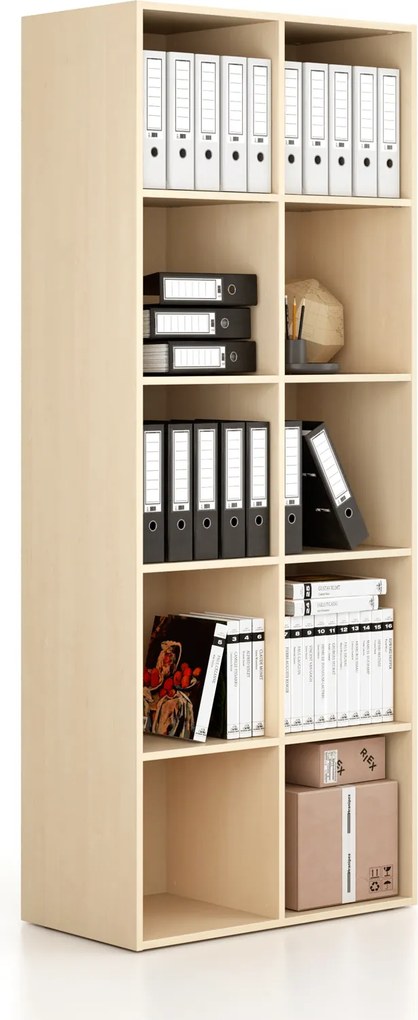 Regál FRAME, vysoký, 2 stĺpce, 2162 x 872 x 450 mm, breza