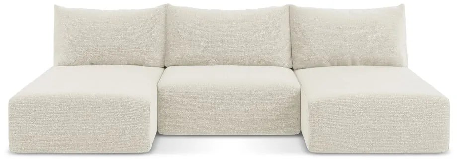 Krémovobiela rozkladacia/s úložným priestorom rohová pohovka Kalena – Makamii