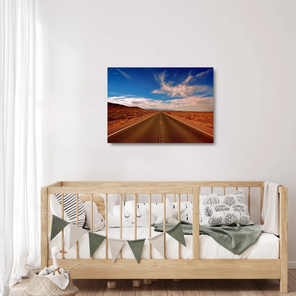 Sklenený obraz dlhej cesty (70x50 cm)