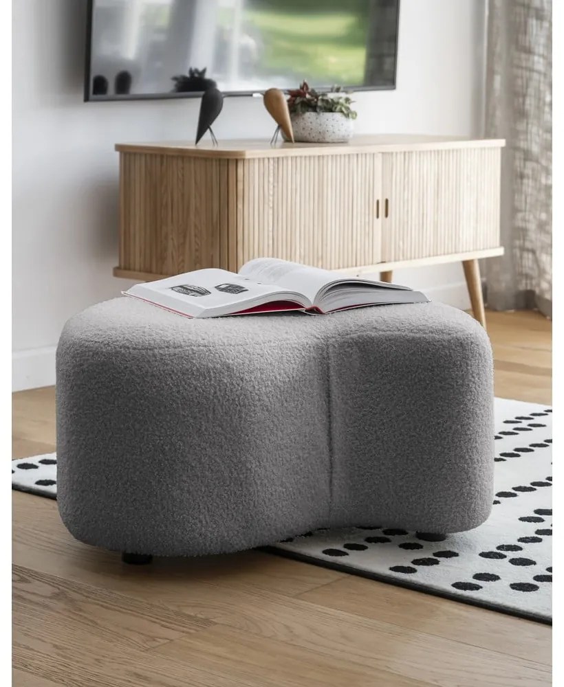 Sivý taburet z textílie buklé Miuf – Miuform